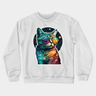 Cosmic Cool Cat Strikes Again Crewneck Sweatshirt